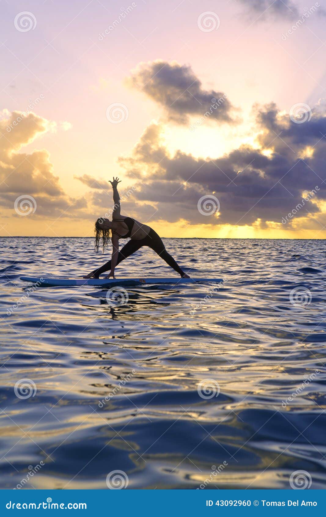 Woman Doing Yoga on a Paddle Board Stock Photo - Image of sunset, woman ...