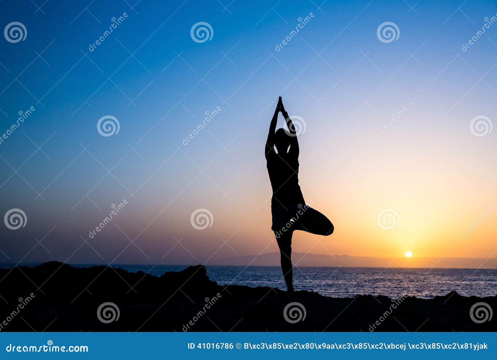 Young beautiful female doing yoga tree pose