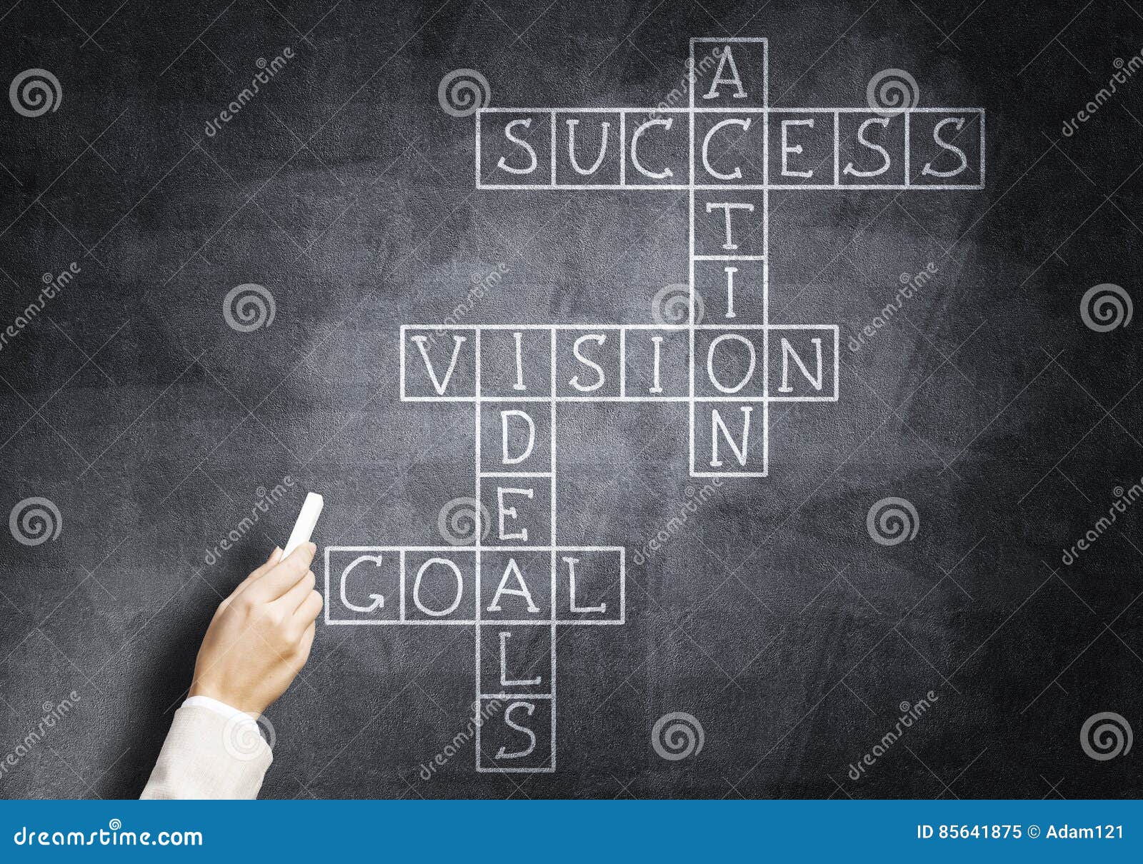 Woman draw crossword stock image. Image of business, blackboard 85641875