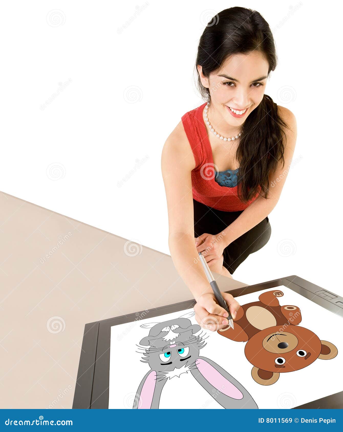 Woman Drawing on Digital Tablet Stock Image Image of graphic, hand 8011569