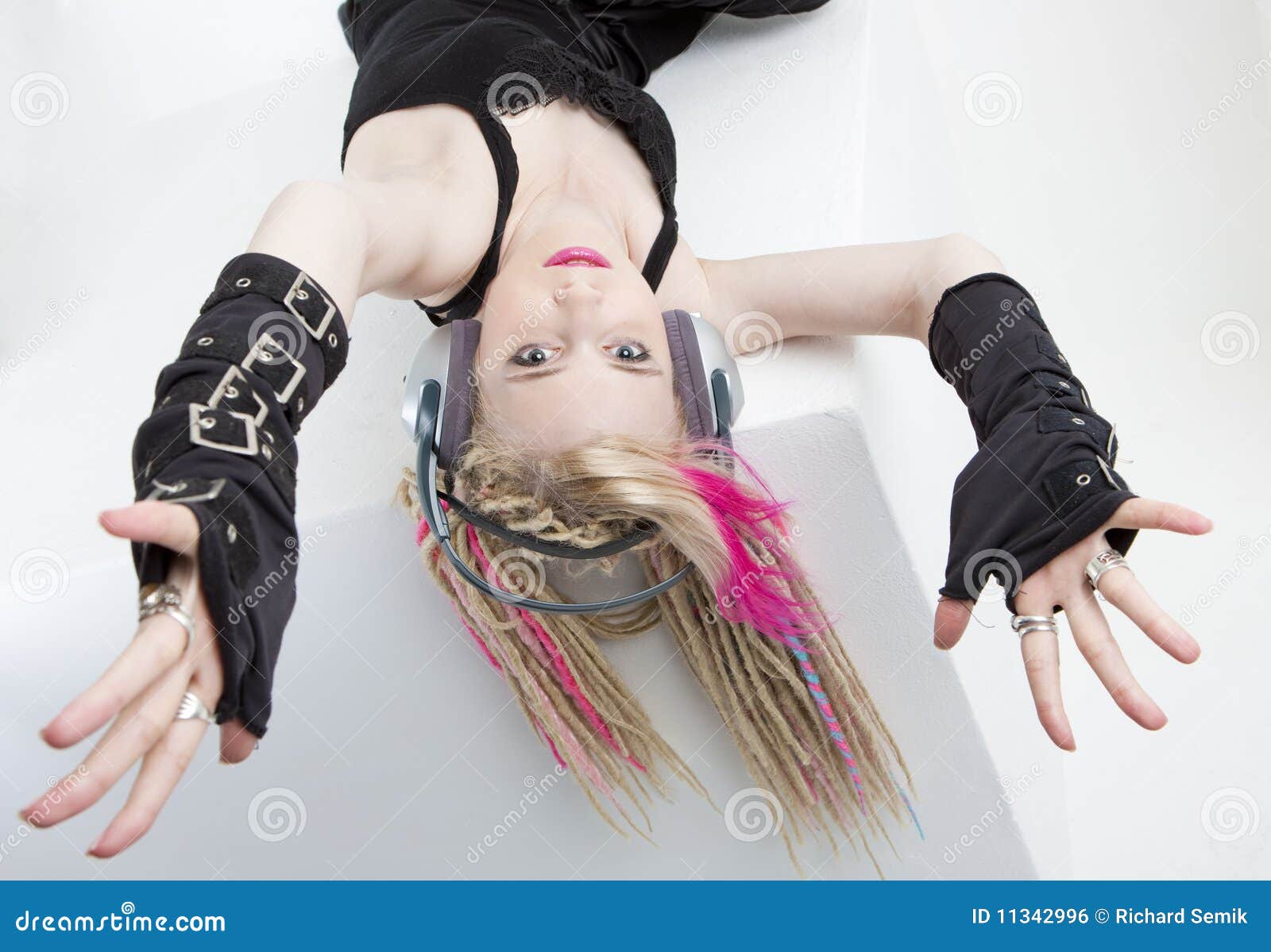 Woman with Dreadlocks with Headphones Stock Photo Image of indoors