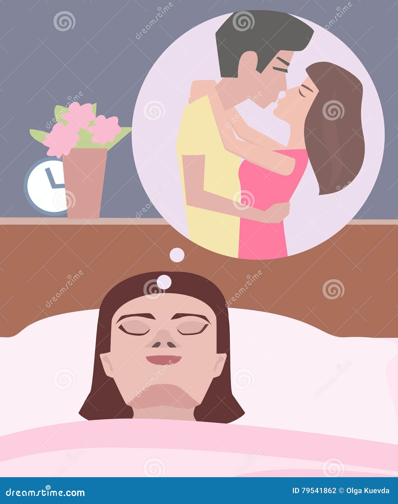 Woman Dreaming About Love Stock Vector Illustration Of