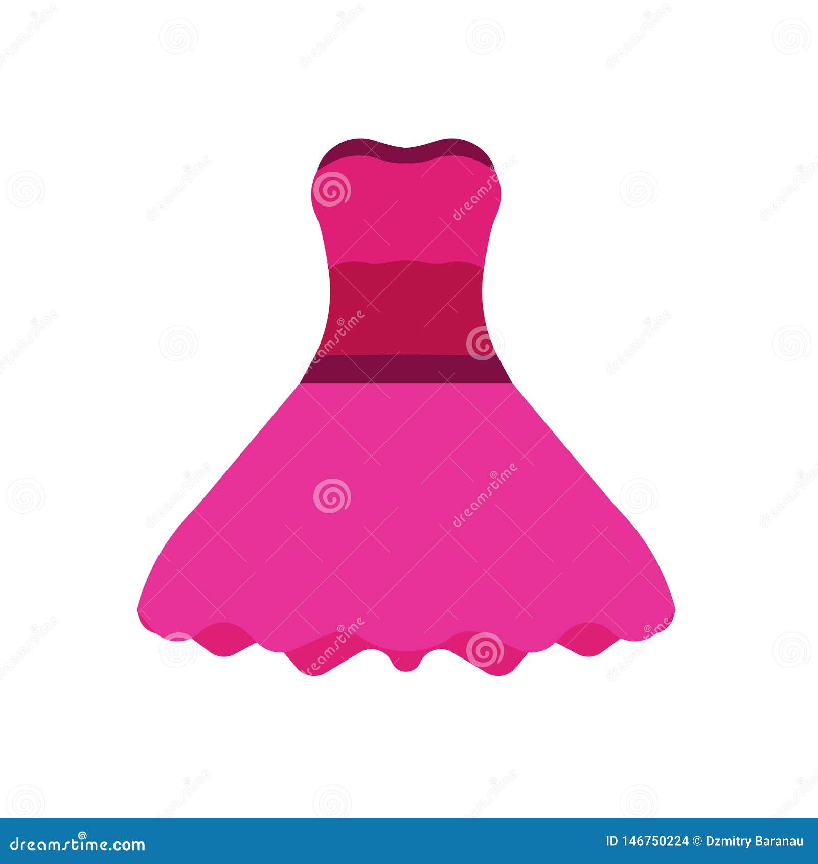 Woman Dress Fashion Design Vector Icon. Elegant Pink Clothing Girl Art ...