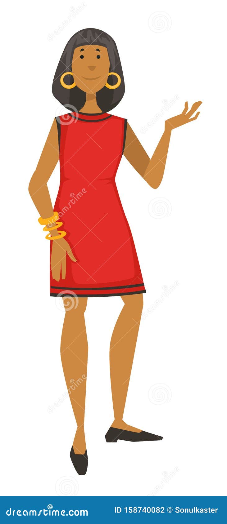 Woman in Dress and Gold Jewelry, 60s Fashion Style, 1950s Outfit Stock  Vector - Illustration of gold, model: 158740082