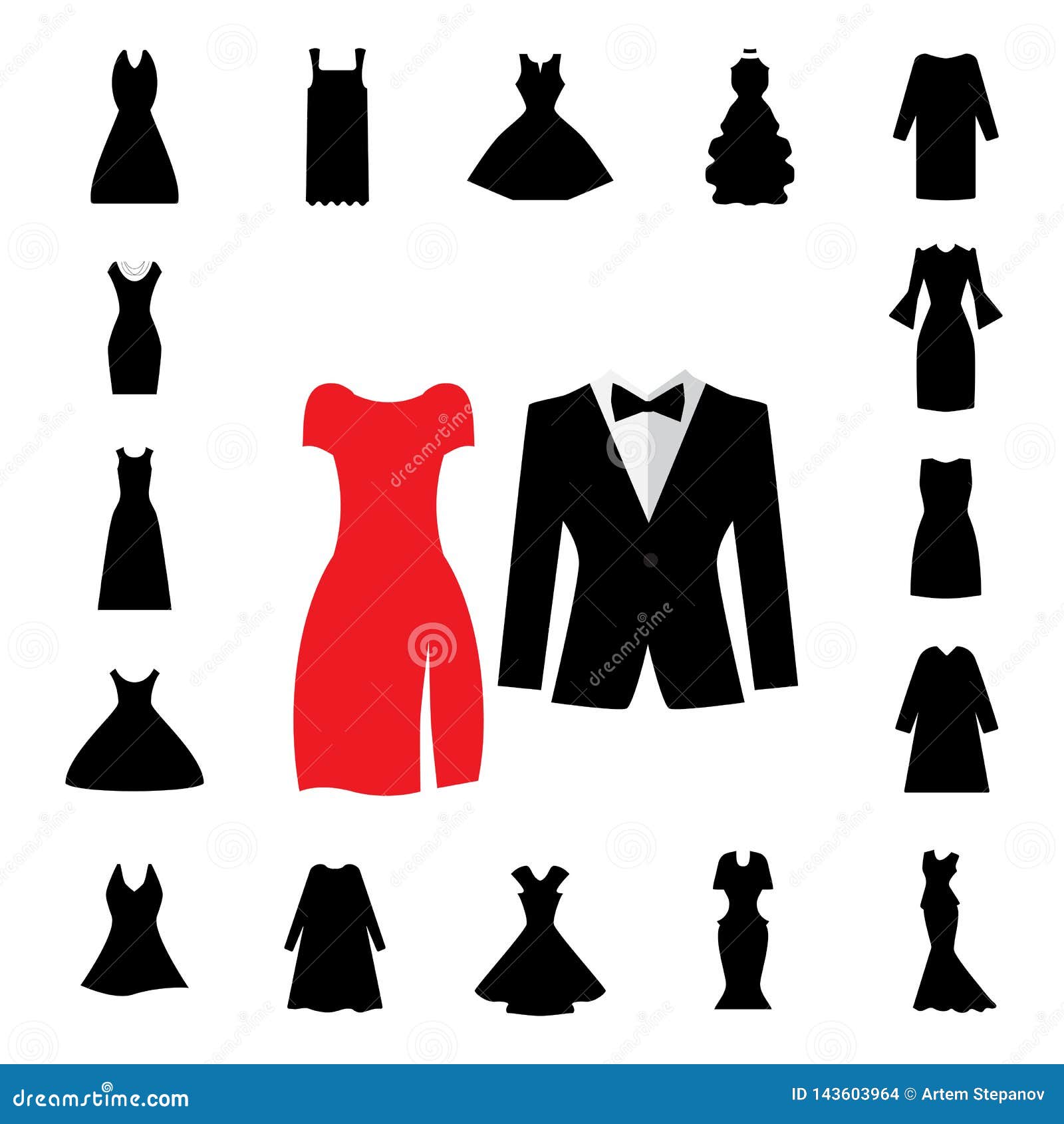 Woman Dress Icon Isolated or Gown Symbol Collection Stock Illustration ...