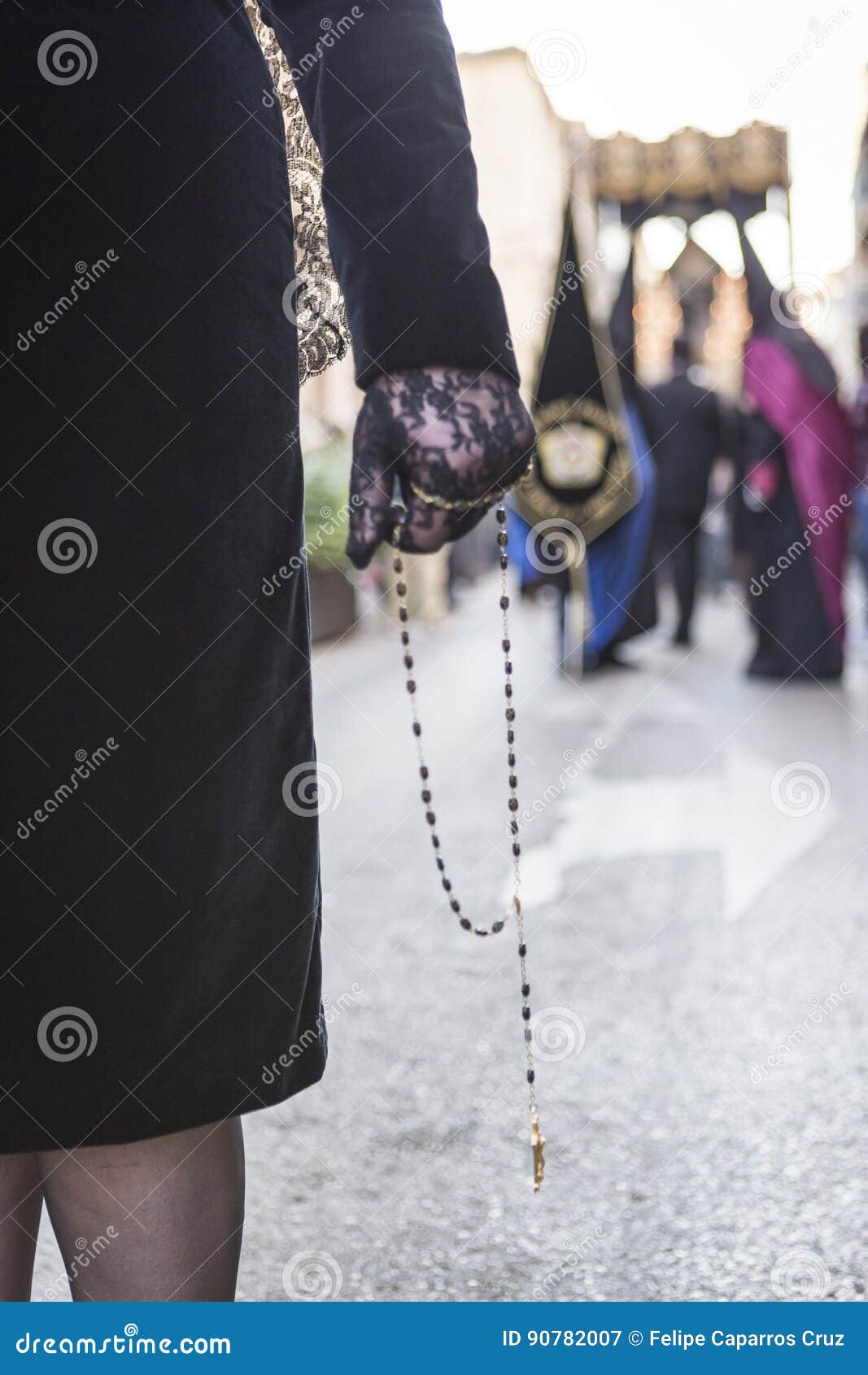 woman dressed in mantilla during a procession