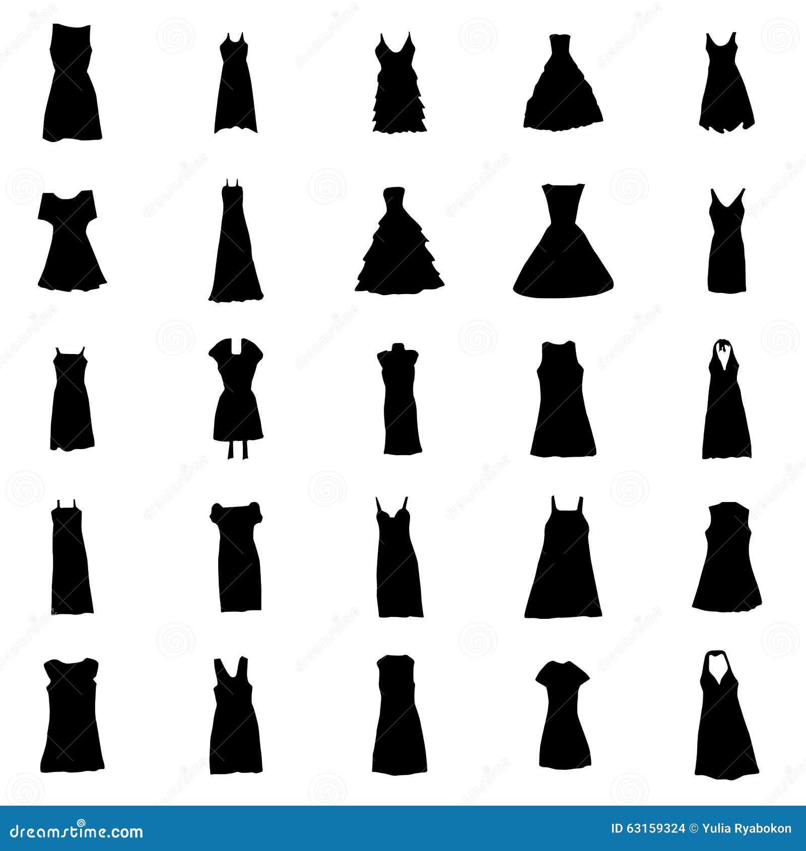 Woman Dresses Silhouettes Set Stock Vector - Illustration of female ...