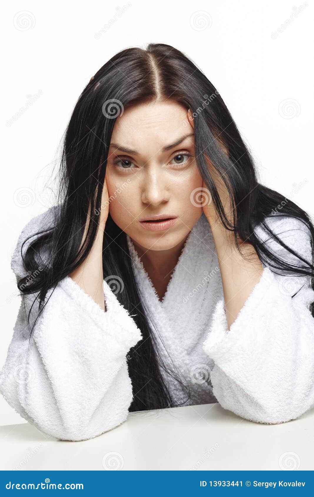 Woman in dressing gown stock image. Image of single, details - 13933441