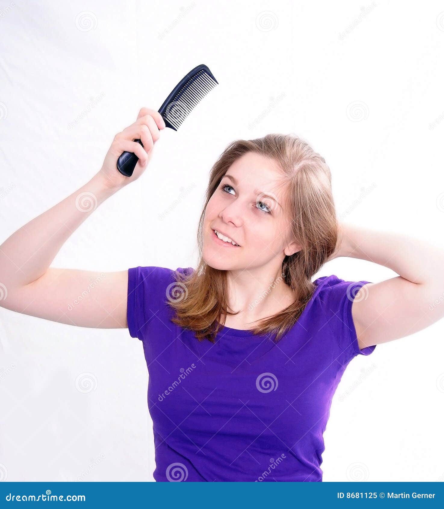 Woman dressing her hair stock image. Image of dressing 8681125