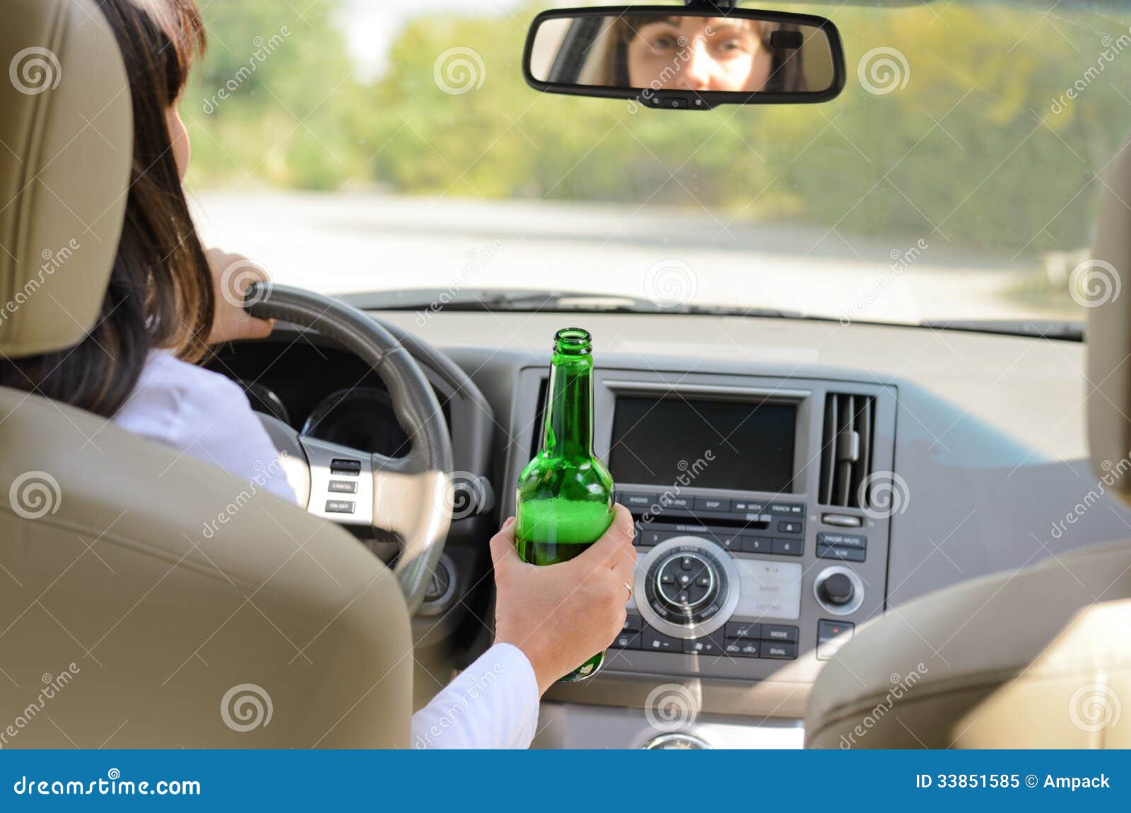 Woman Drinking Alcohol And Driving Stock Image - Image of behind, automobile: 33851585