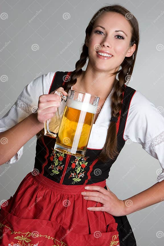 Woman Drinking Beer stock image. Image of pretty, german - 6964417