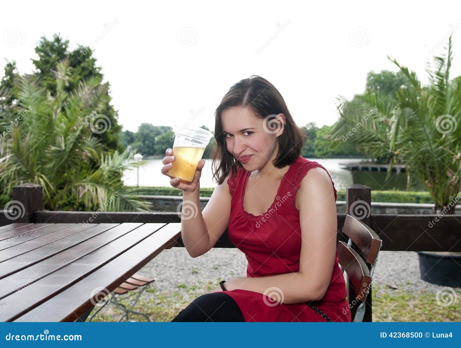 Woman drinking beer stock photo. Image of cheerful, woman 42368500