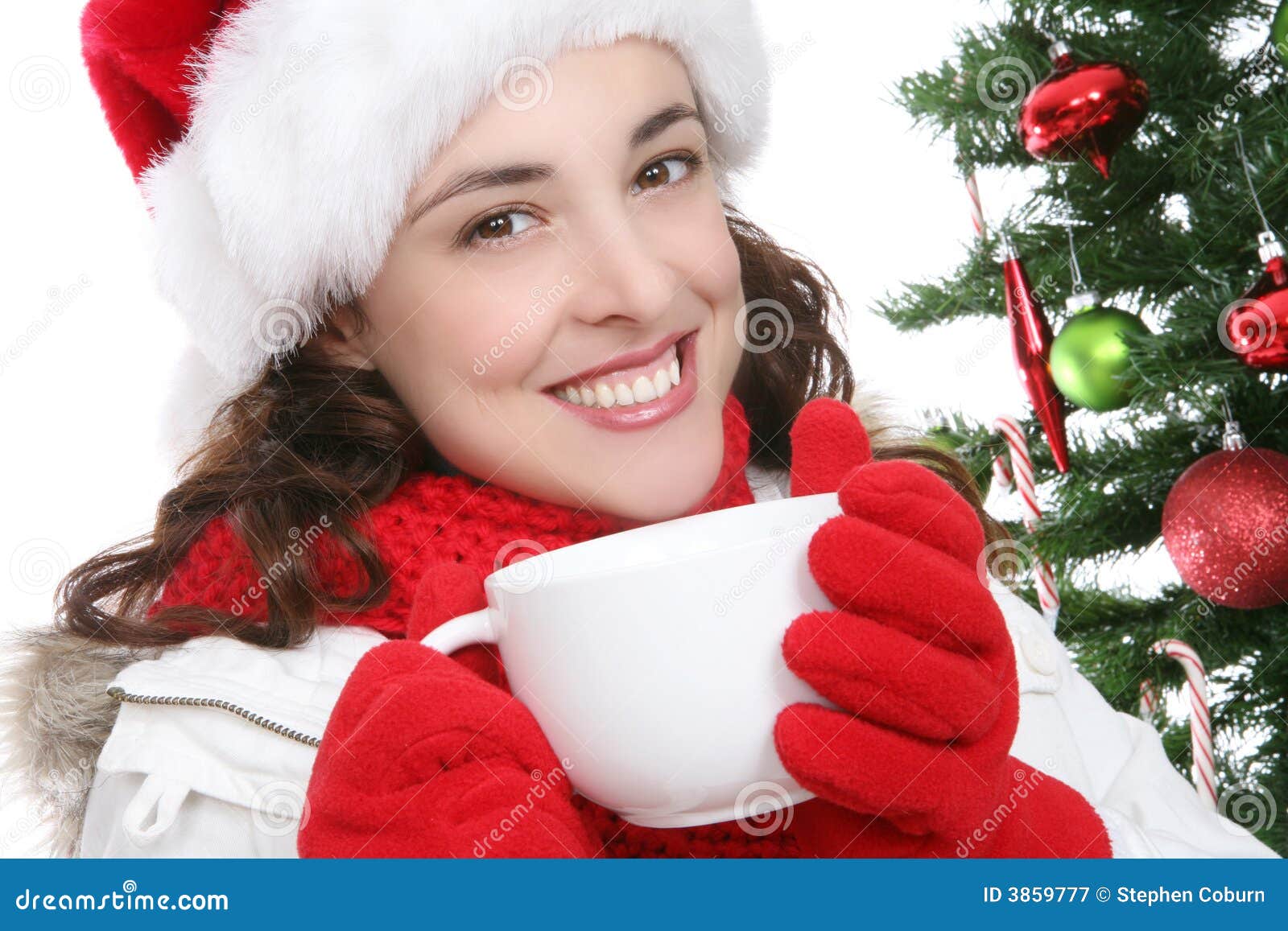 Woman Drinking Coffee stock image. Image of beauty, scarf - 3859777