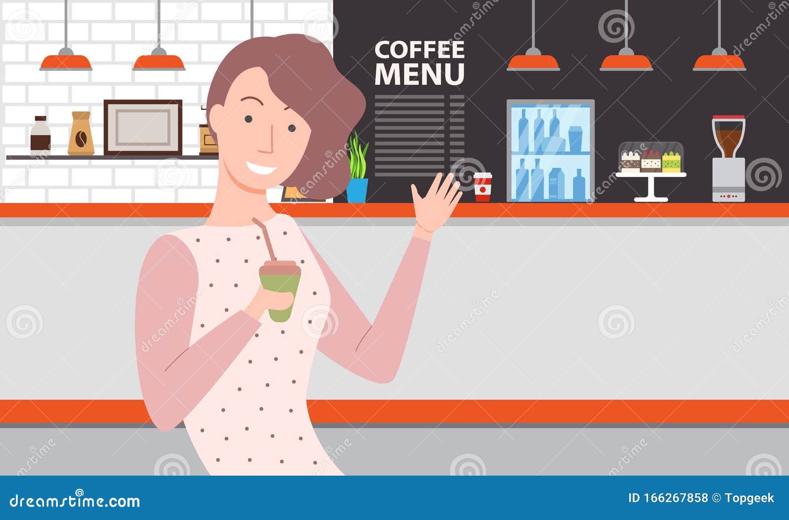 Download Woman Drinking Coffee In Cafe, Restaurant Vector Stock ...