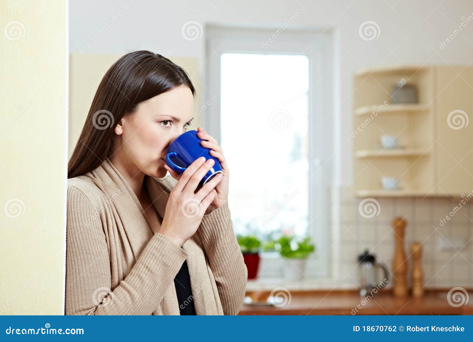 Woman Drinking Cup of Coffee Stock Photo - Image of people, face: 18670762