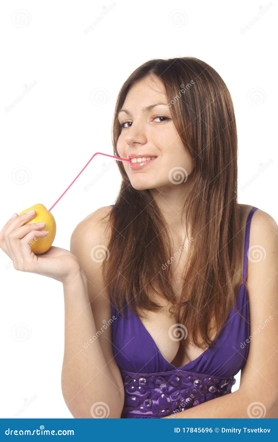Woman Drinking Fresh Lemon Juice Stock Photo Image of coctail, fruit 17845696