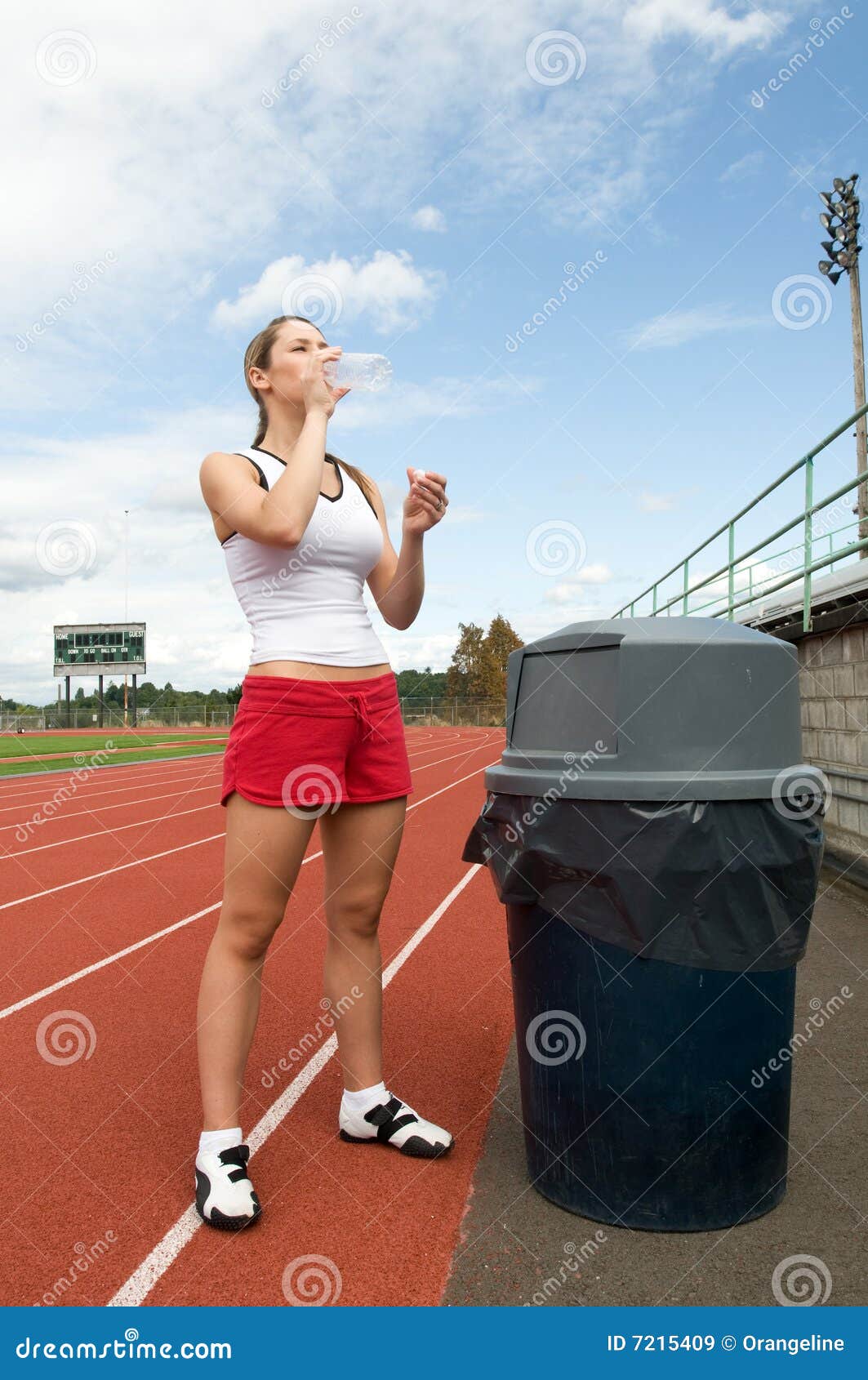 Woman Drinking by Garbage Can Stock Image Image of caucasian, upright