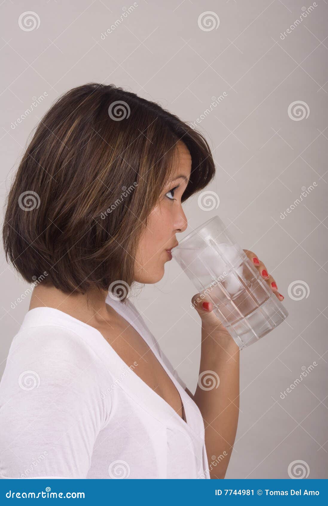 Woman Drinking a Glass of Ice Water Stock Image Image of face, smile