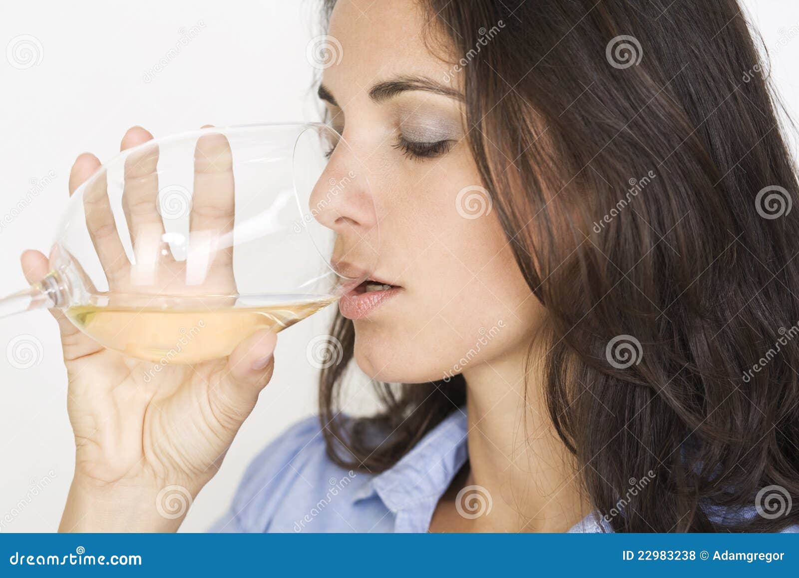 Woman Drinking A Glass Of White Wine Royalty Free Stock Photos Image