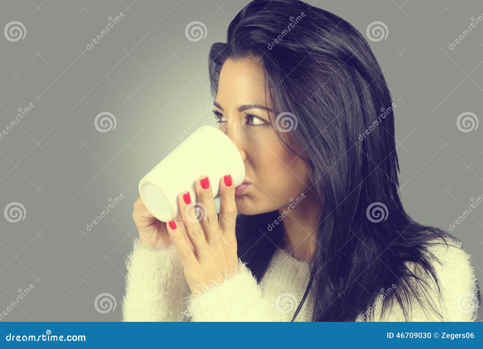 Woman Drinking a Hot Chocolate Stock Photo Image of season, portrait
