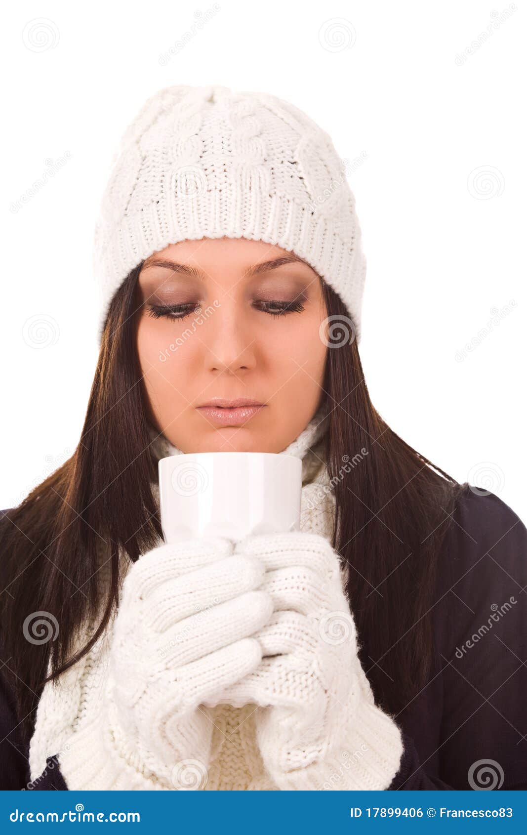 Woman is Drinking Hot Coffee Stock Photo - Image of smile, woman: 17899406