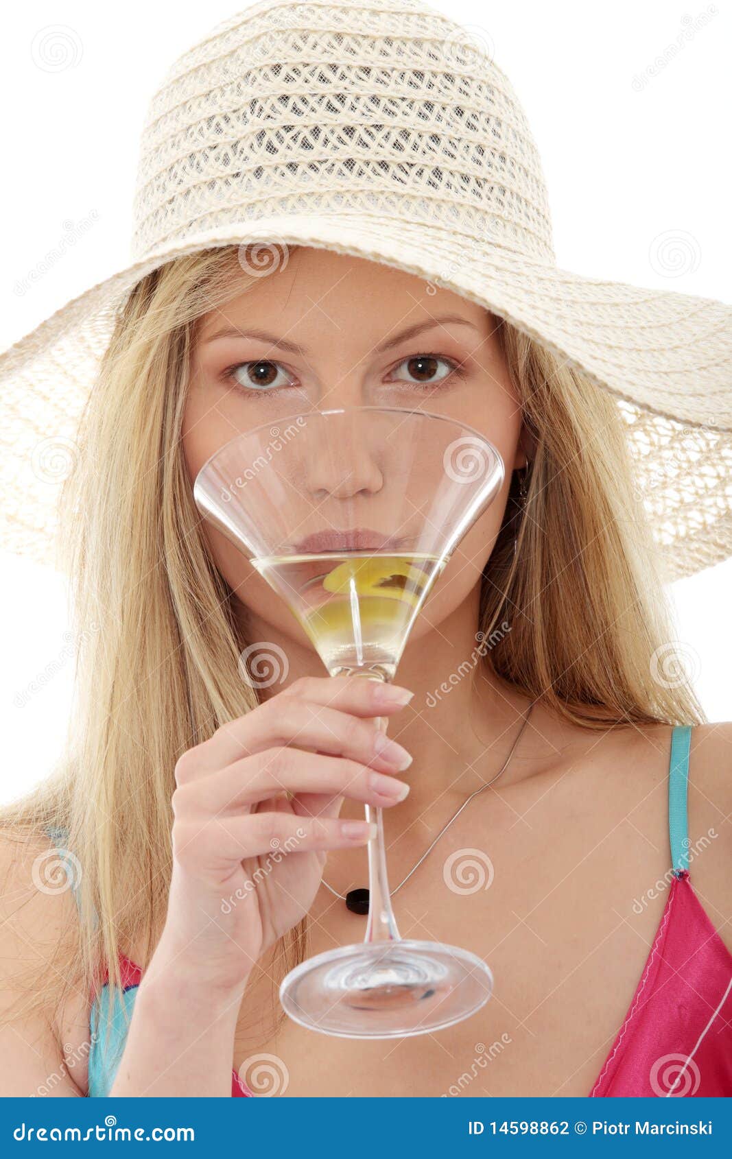 Woman Drinking Martini with Olive Stock Photo Image of cheers, desire 14598862