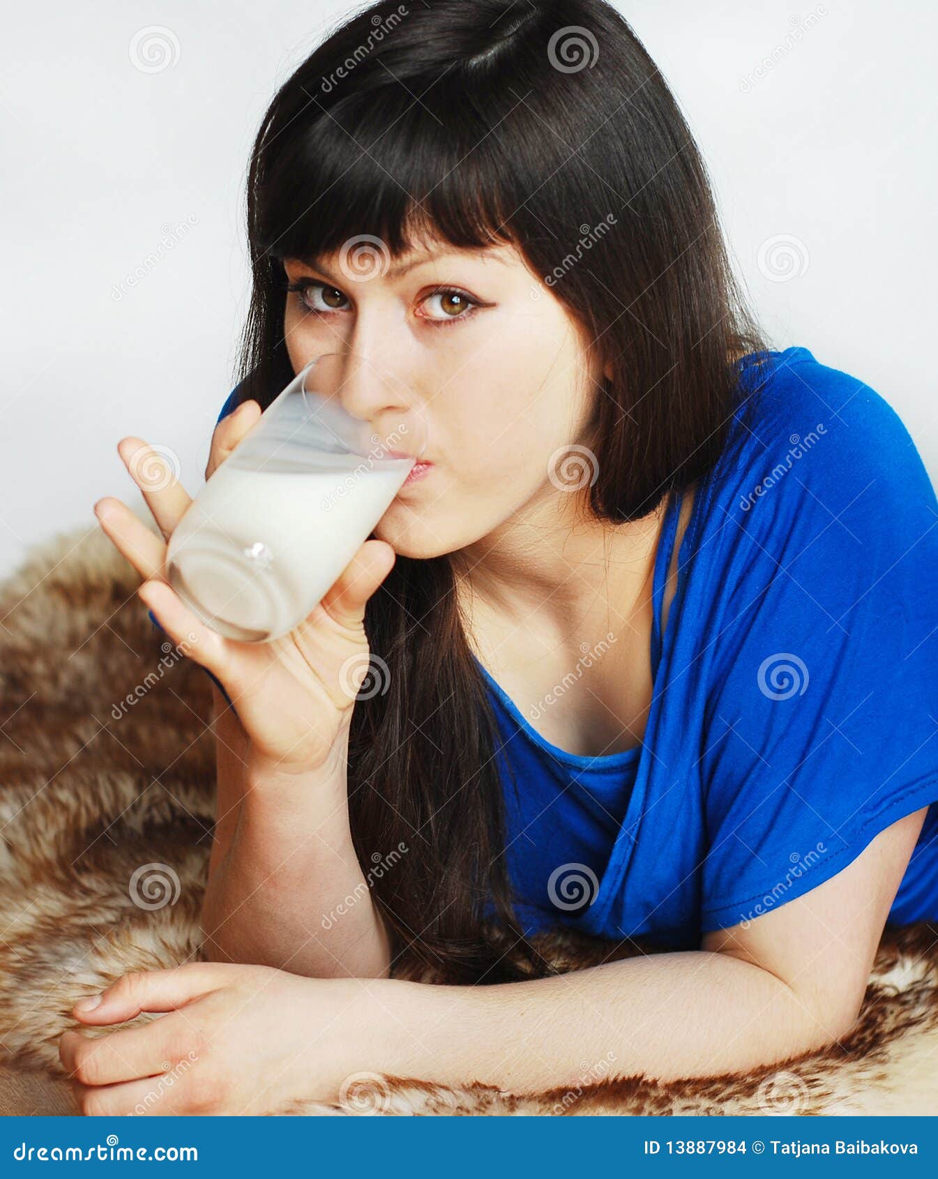 Woman Drinking Milk Stock Photo Image Of