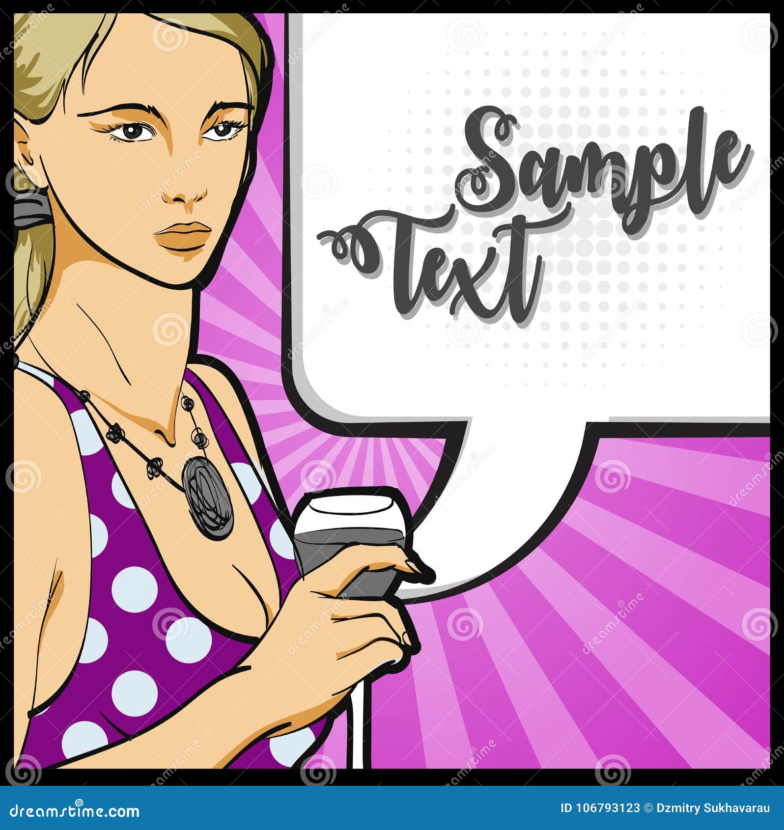 Download Woman drinking red wine. stock vector. Illustration of girl - 106793123