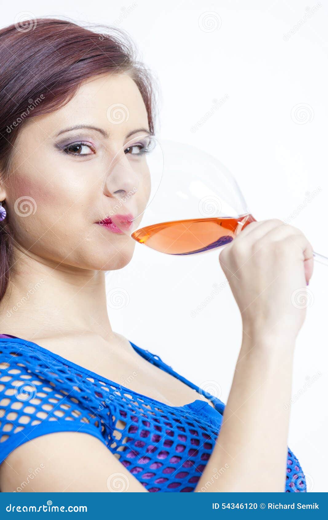 Woman drinking rose wine stock photo. Image of drinking 54346120
