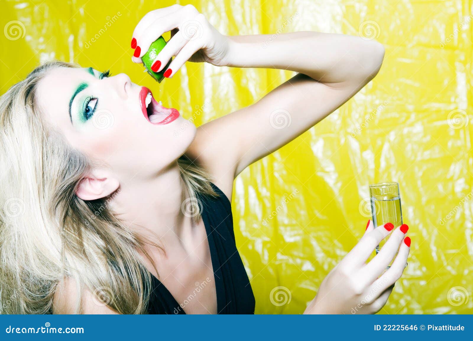 Woman drinking Tequilla stock photo. Image of girl, enjoying 22225646