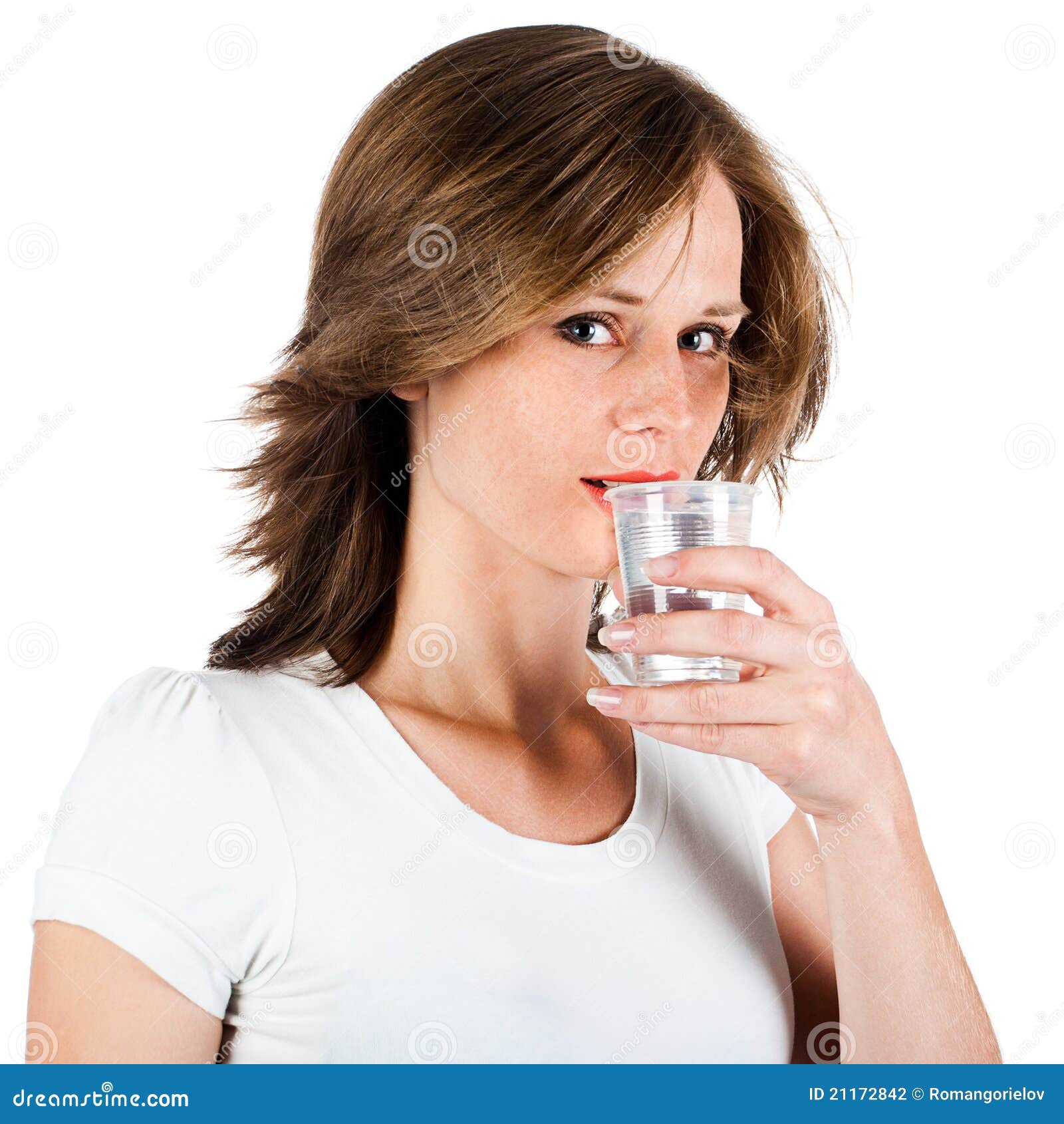 Woman drinking water stock photo. Image of hair, isolated - 21172842