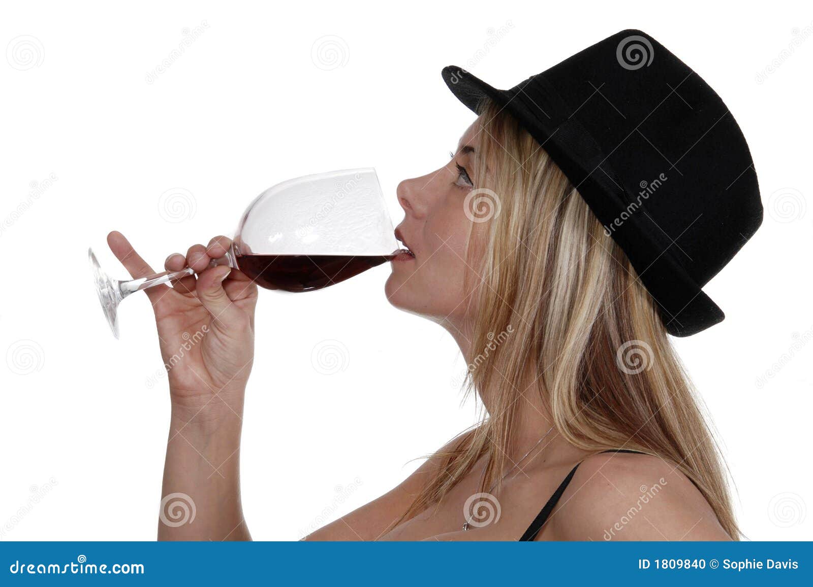 Woman Drinking from Wine Glass Stock Photo Image of feminine
