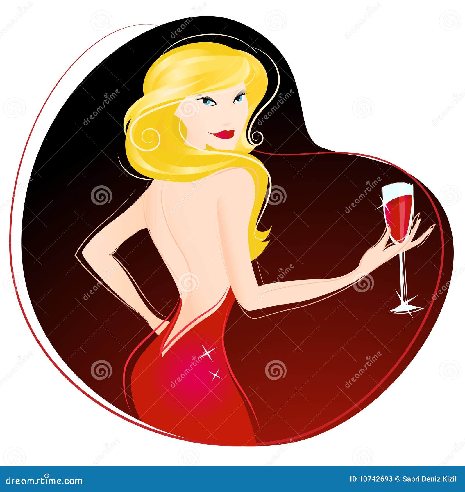 Download Woman drinking wine vector stock vector. Illustration of ...