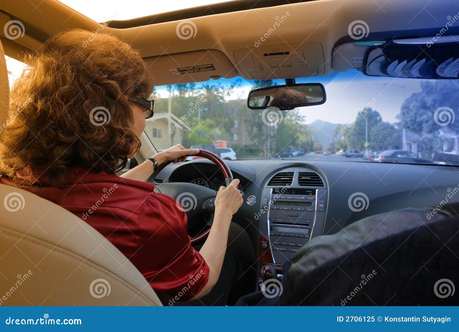 woman driving car