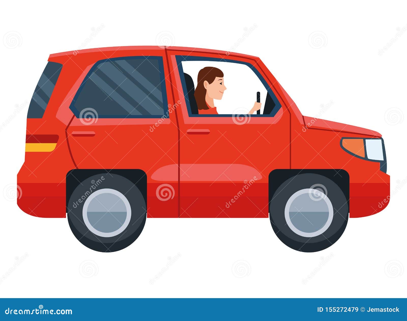 Woman Driving SUV Vehicle Sideview Cartoon Stock Vector - Illustration of  woman, wheels: 155272479