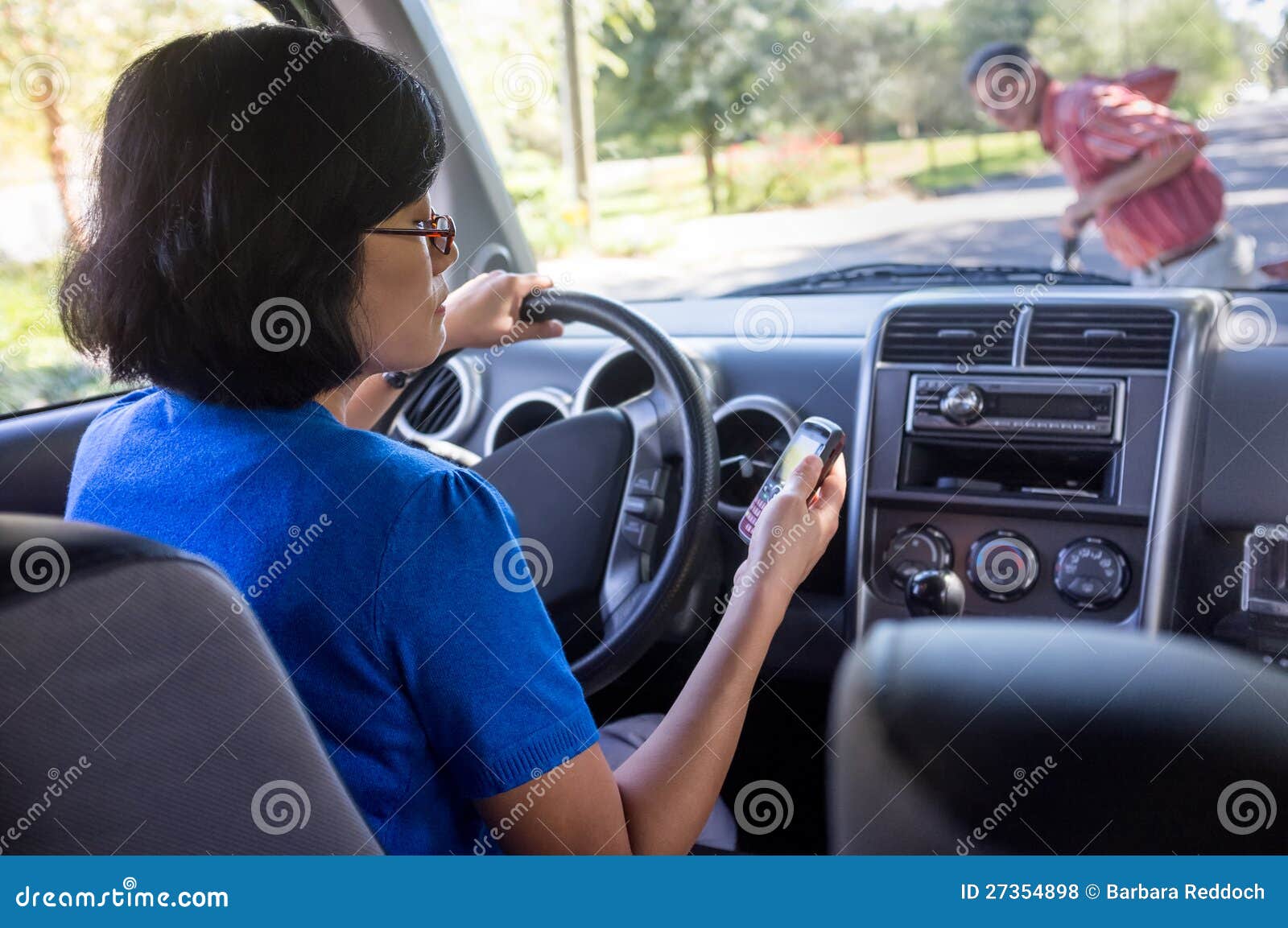 Woman Driving and Texting Accident Stock Photo Image of biking