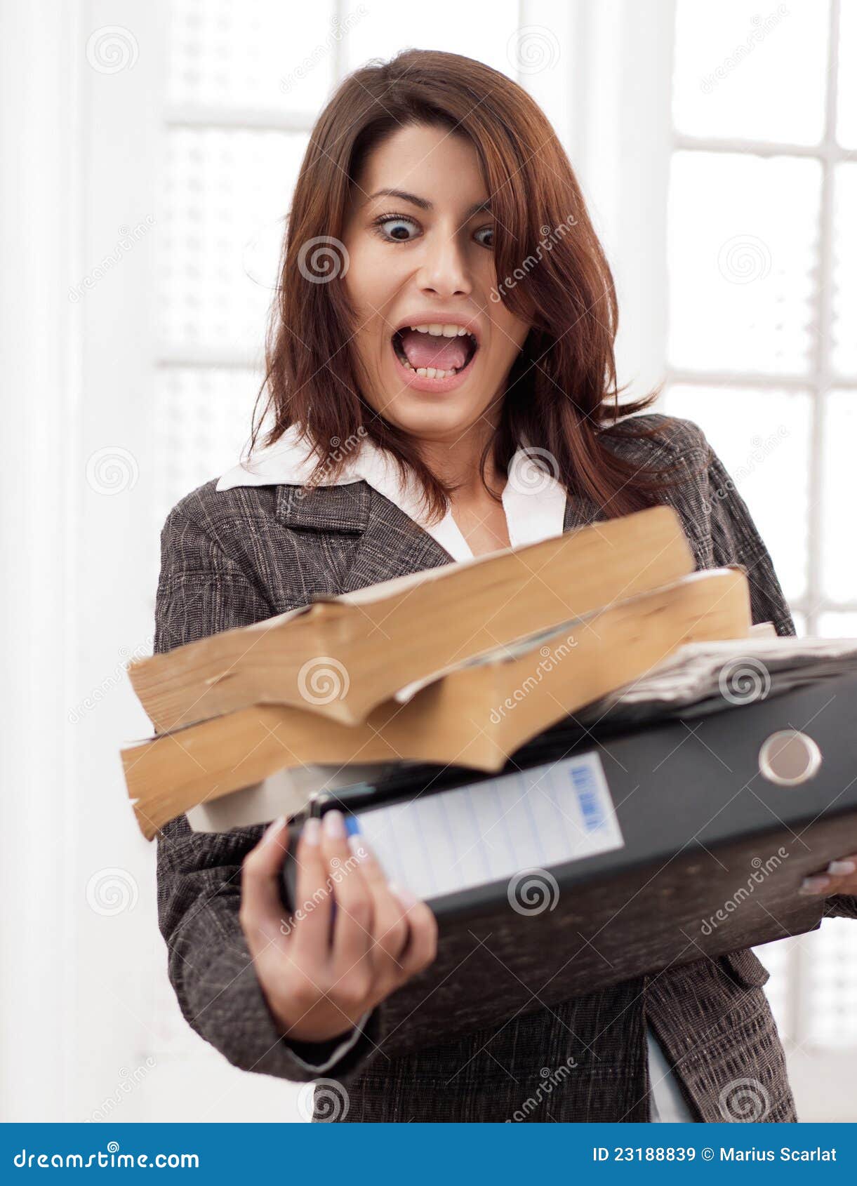 woman dropping documents