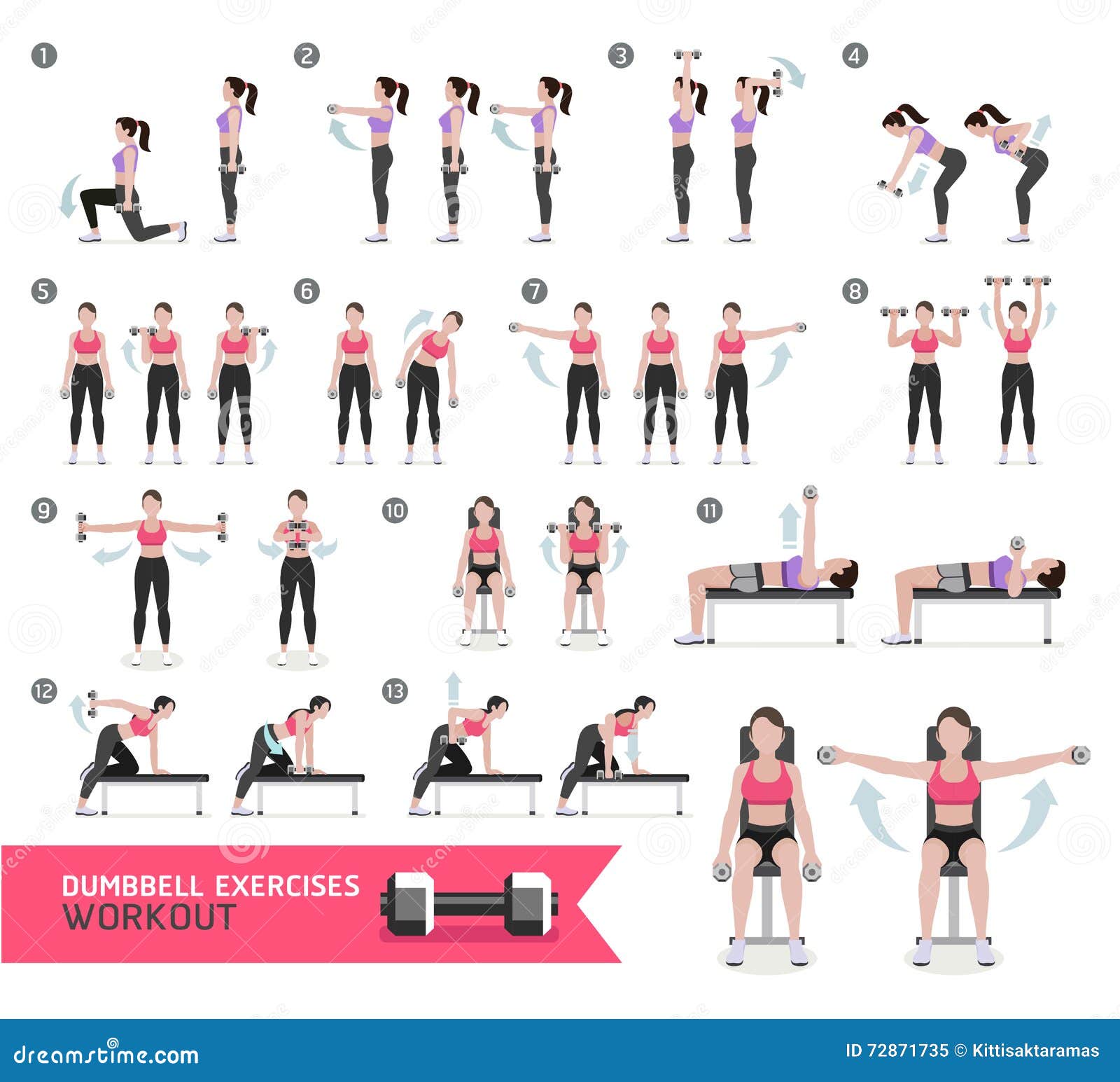 woman dumbbell workout fitness and exercises.