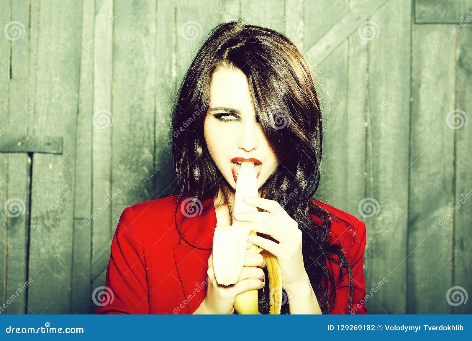 Implied Flirty Cute Girl Eats Banana Naughty Pic Photo Print