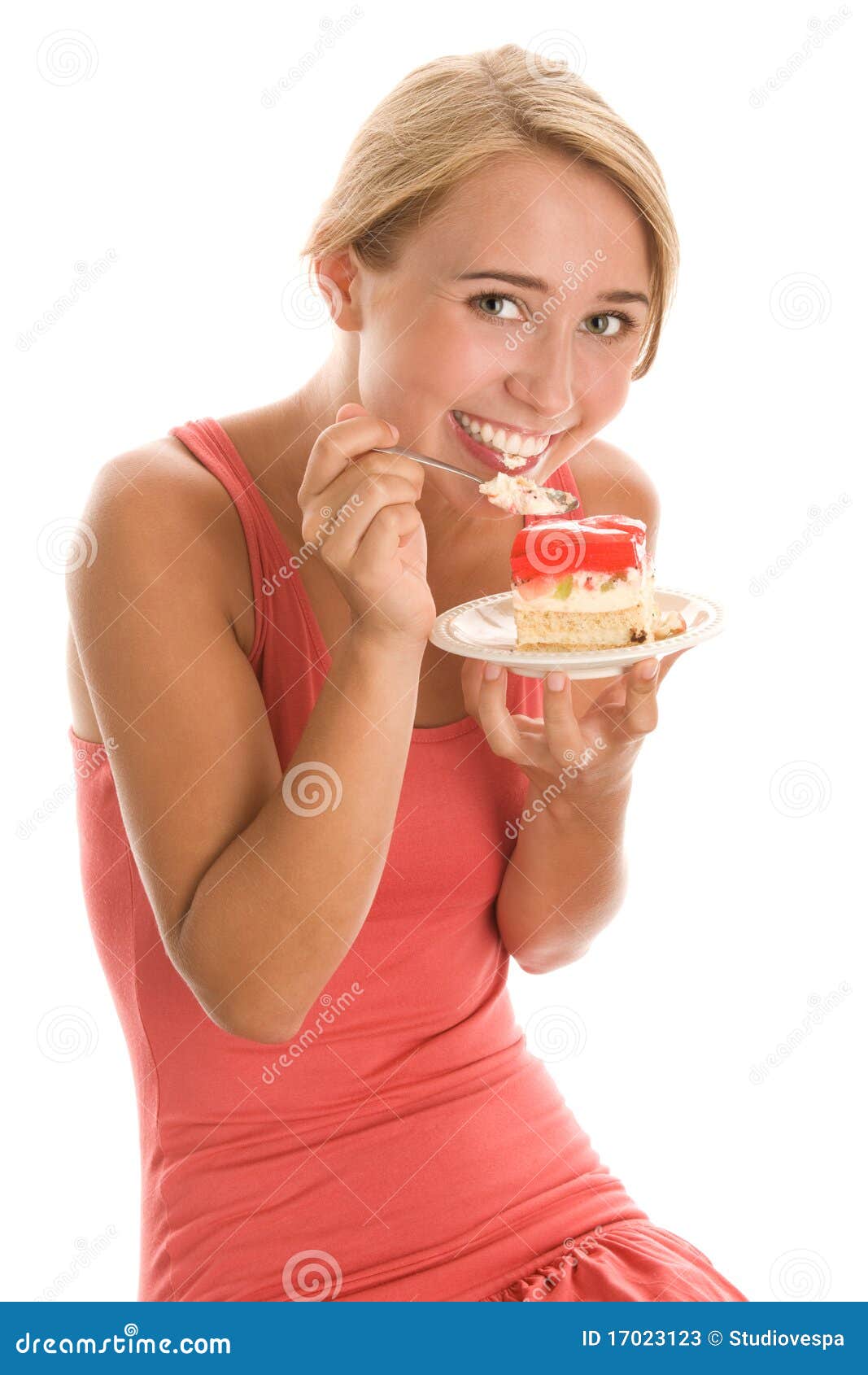 Woman eating cake stock image. Image of beautiful, adult 17023123