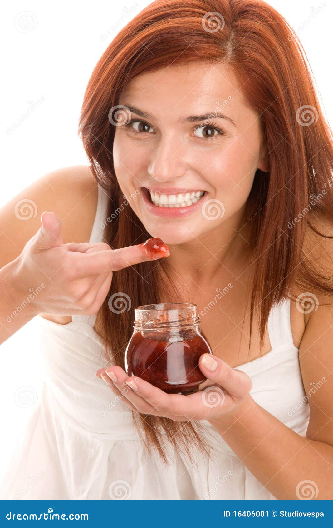 woman eating jam
