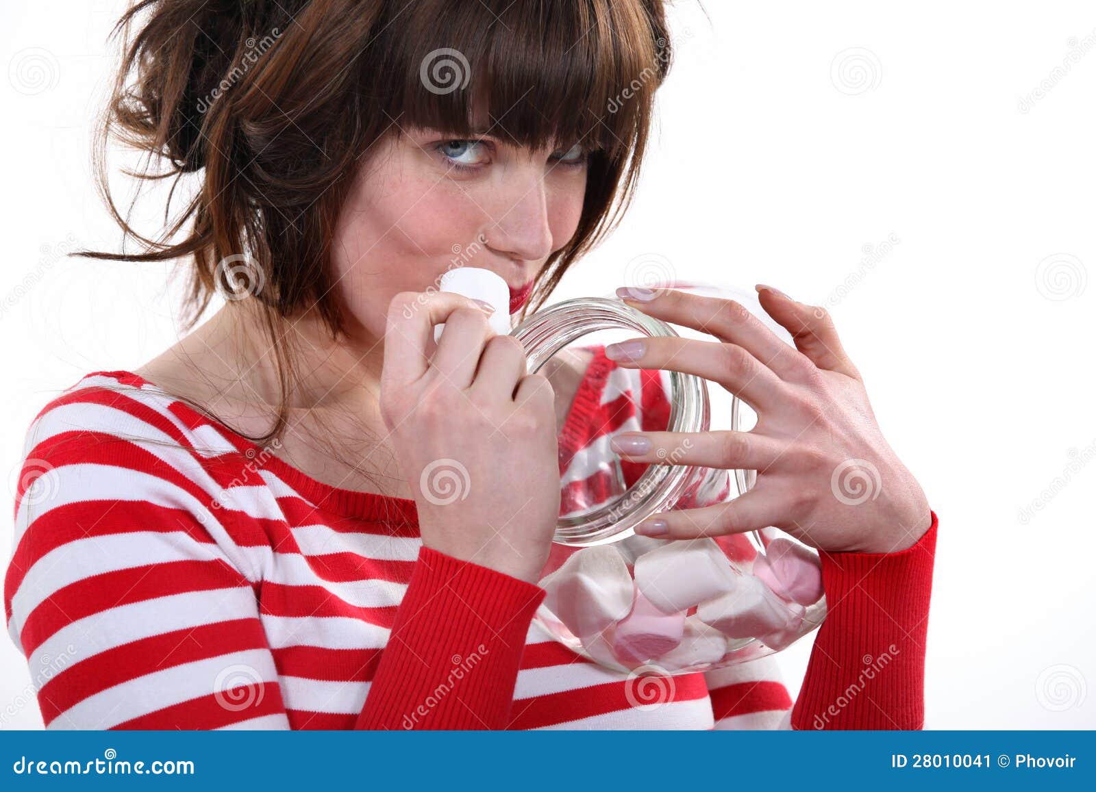 Woman eating marshmallow stock image. Image of nutrition 28010041