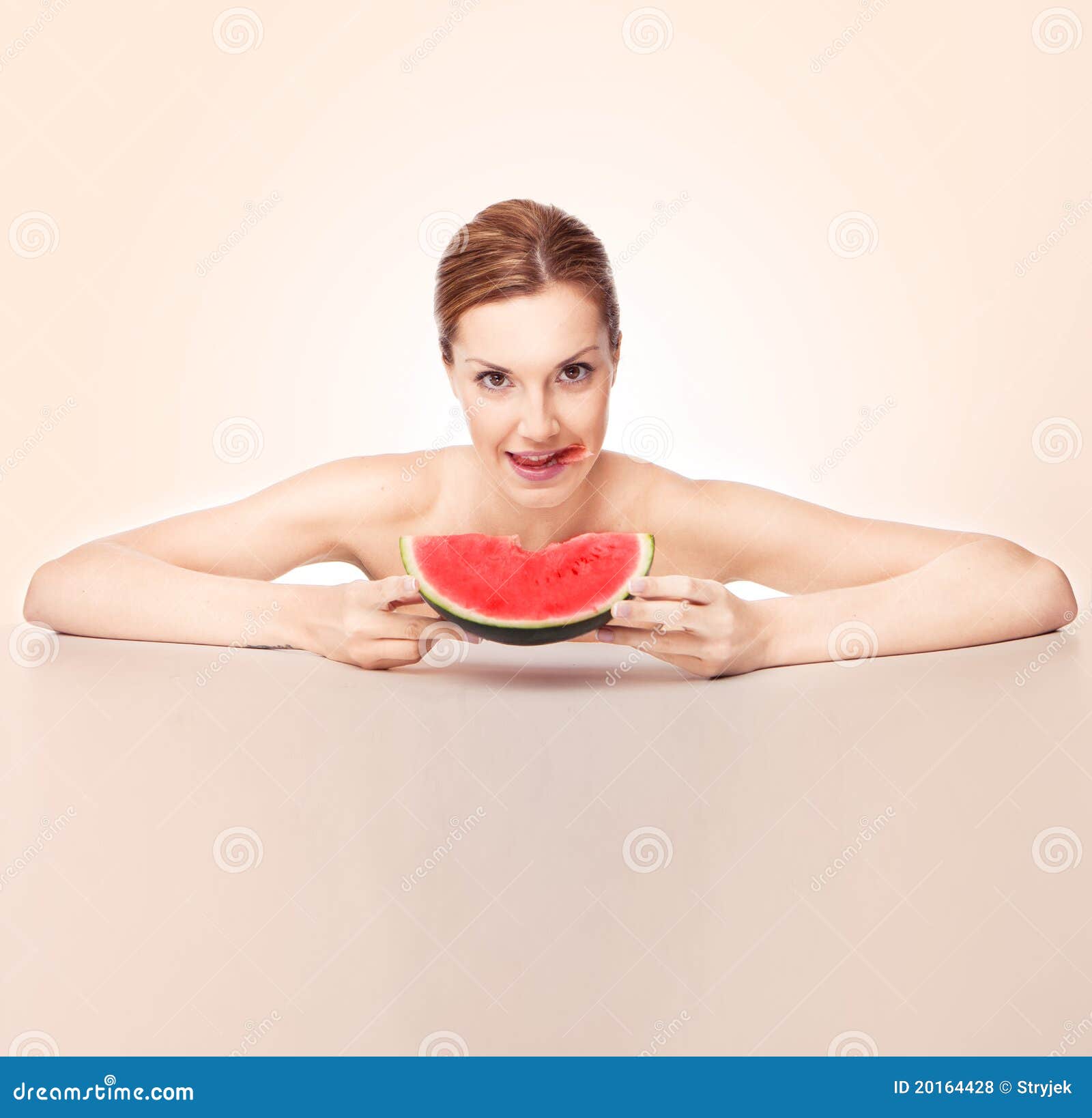 Woman eating melon stock photo. Image of piece, naked 20164428