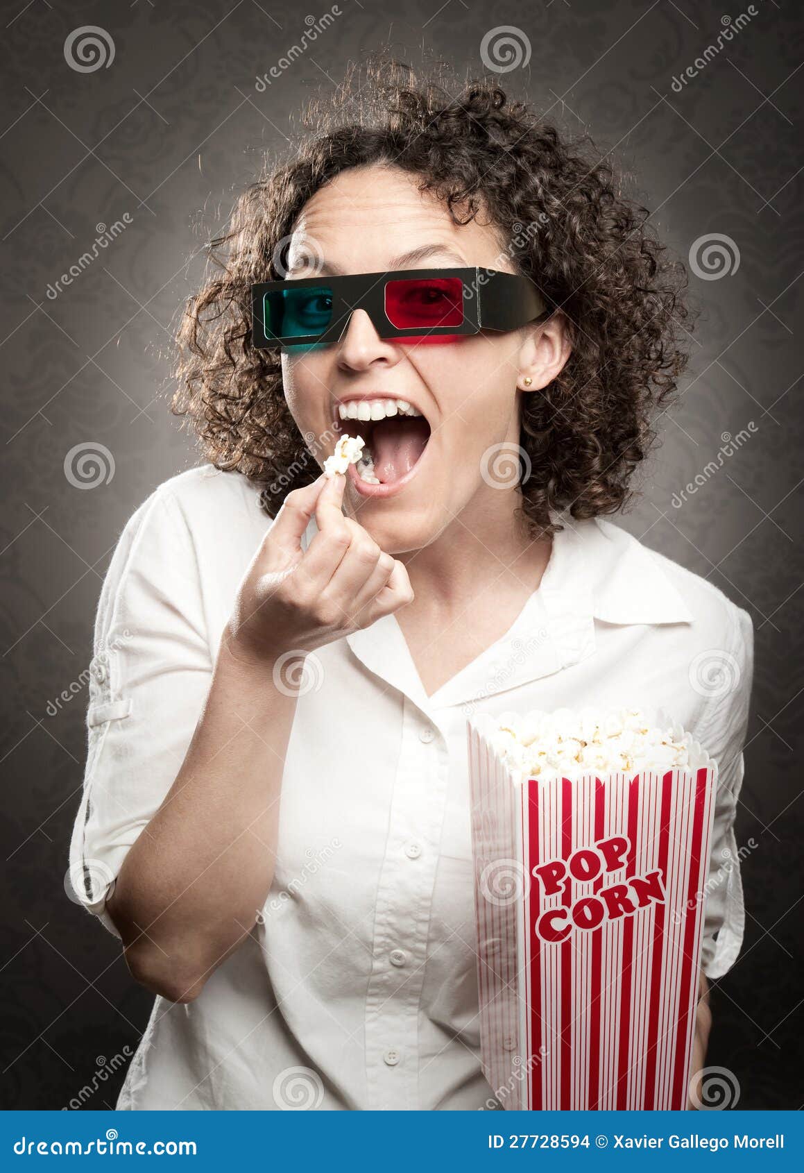 Woman eating popcorn stock photo. Image of portrait, food 27728594