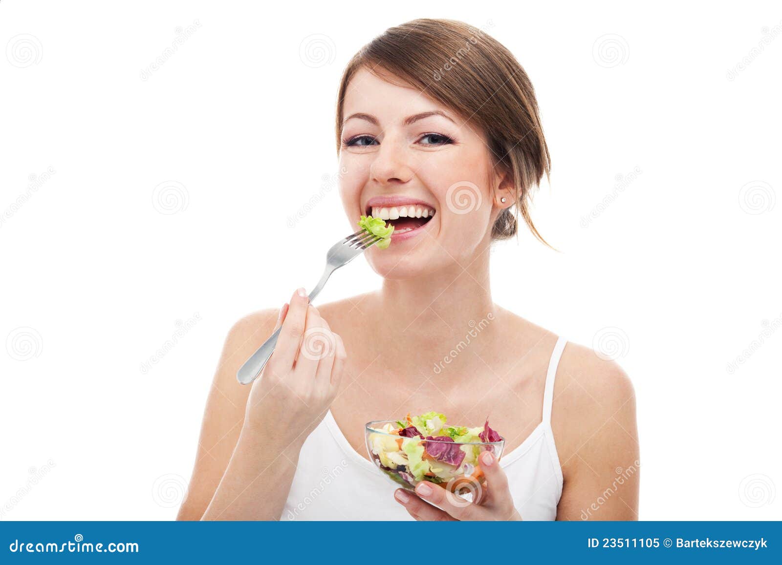 woman eating salad 