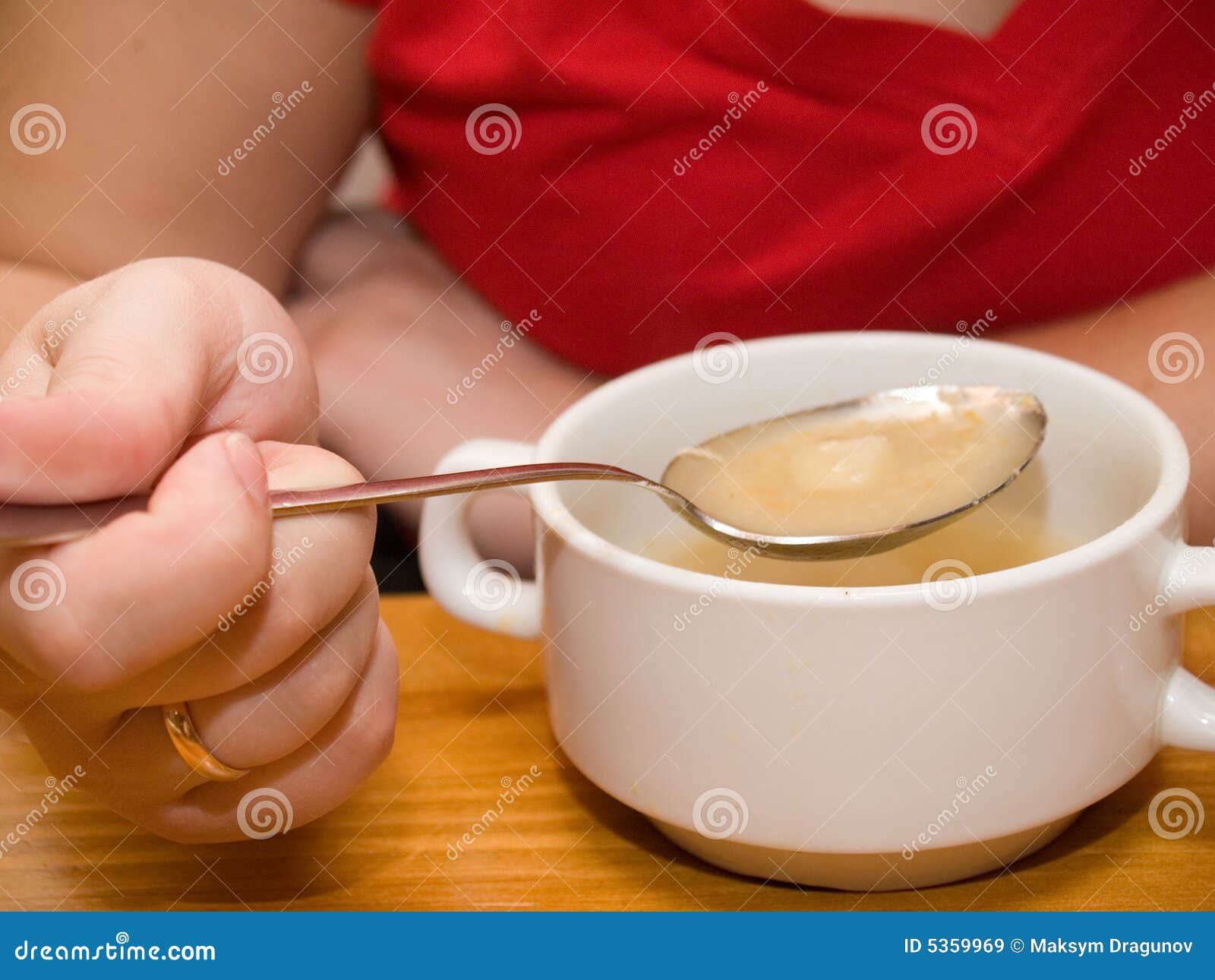 Woman eating soup stock image. Image of breakfast, cafe 5359969