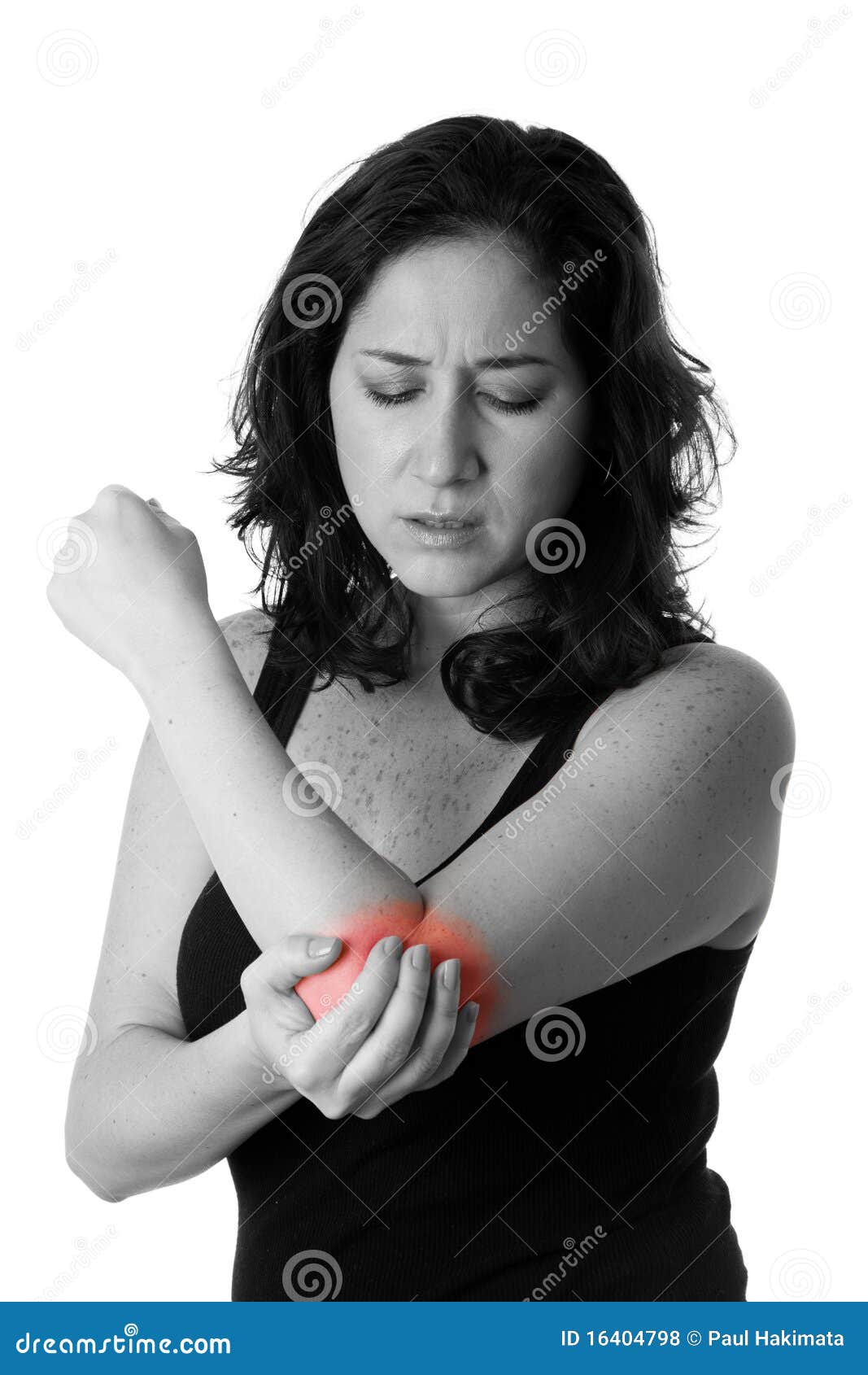 Woman with elbow pain stock photo. Image of expression 16404798