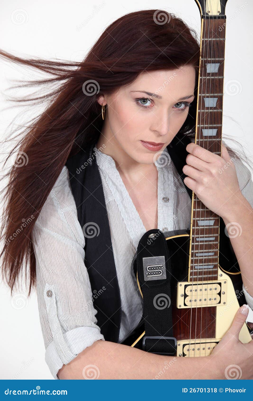 Woman with an Electric Guitar Stock Photo Image of female, adult