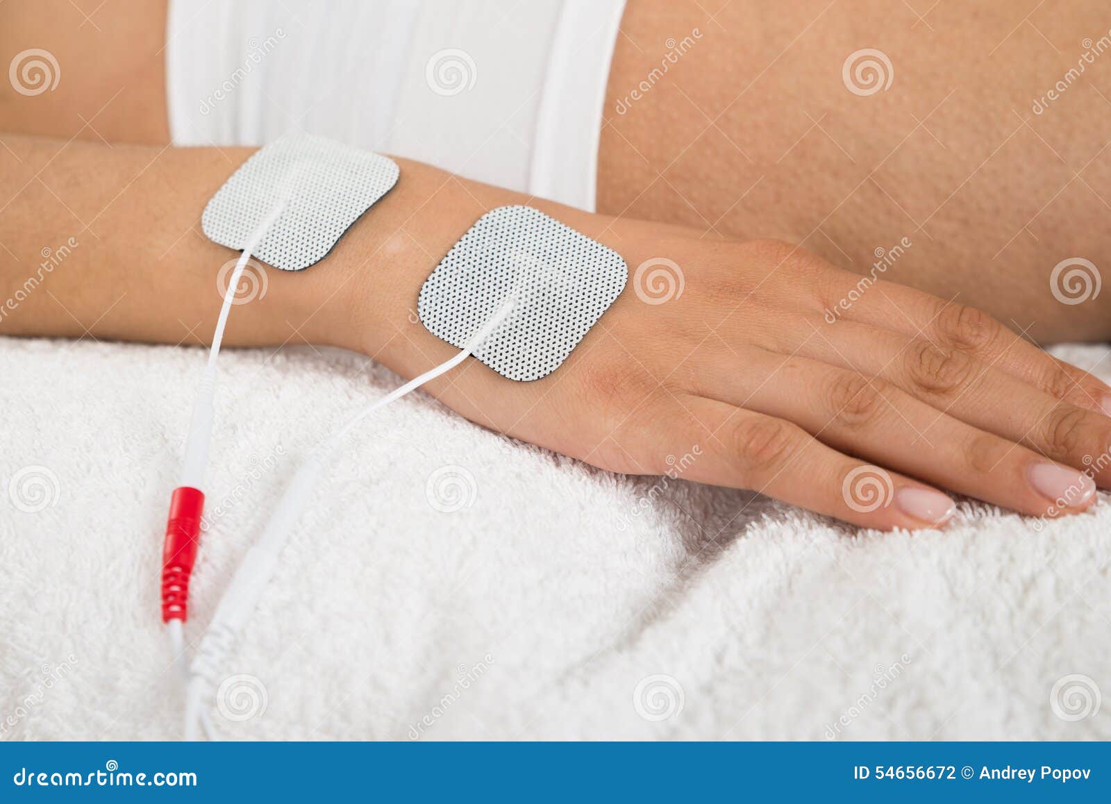 Woman with Electrodes on Her Hand Stock Photo Image of people