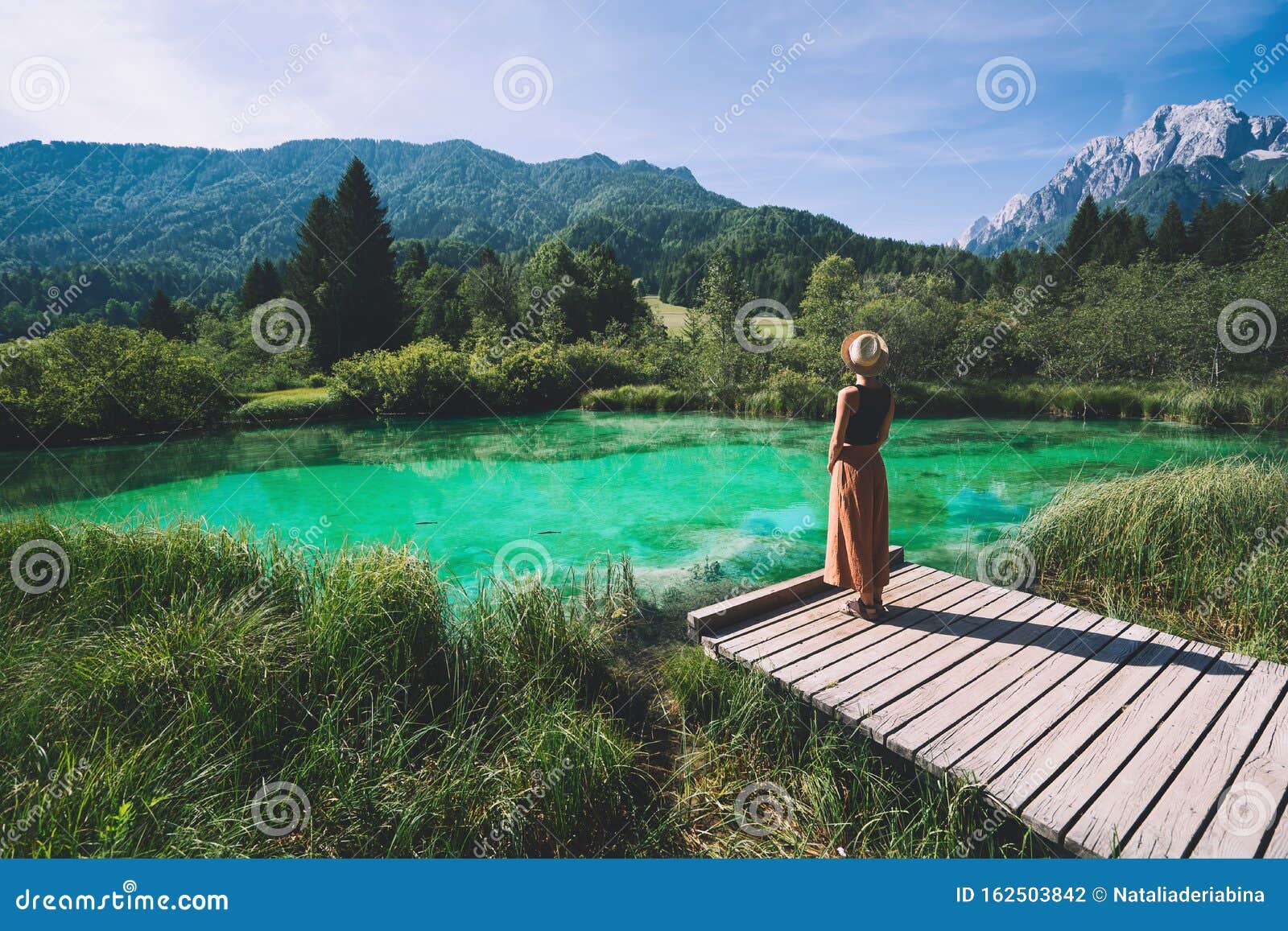 rack Almindelig Tilslutte Woman Enjoying Freedom on Nature Outdoors. Travel Slovenia Europe Stock  Photo - Image of emerald, explore: 162503842